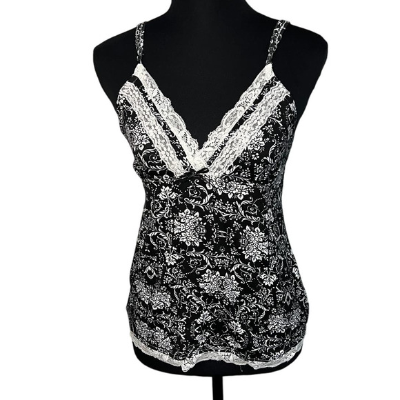 Studio Badgley Mischka Black and white Cami / Sleep Tank, Size S - Picture 1 of 6